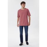 Lee Cooper Thomas Erkek %100 Pamuk Oversize Bisiklet Yaka T-Shirt Gül Kurusu - 05-Pembe