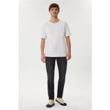 Lee Cooper Thomas Erkek %100 Pamuk Oversize Bisiklet Yaka T-Shirt Off White