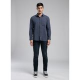 Lee Cooper Tiles Erkek Dokuma Uzun Kol Gömlek İndigo - Mavi