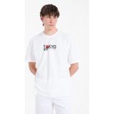 Lee Cooper TOBIAS Erkek Loose %100 Pamuk Baskılı Bisiklet Yaka T-Shirt Beyaz - XL