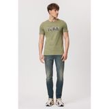 Lee Cooper Town Erkek %100 Pamuk O Yaka T-Shirt Açık Haki - 10-Yeşil