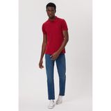 Lee Cooper Twins Erkek %100 Pamuk Polo Yaka T-Shirt Kısa Kırmızı