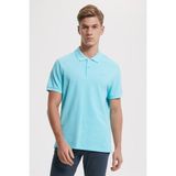 Lee Cooper Twins Erkek %100 Pamuk Polo Yaka T-Shirt Turkuaz - 004-Mavi