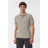 Lee Cooper Tylen Erkek %100 Pamuk Polo Yaka T-Shirt Koyu Bej - Beyaz