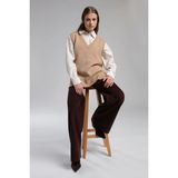 Lee Cooper V Yaka Regular Fit Düz Taba Kazak Kadın 261 Lcf 241006 Susana Taba - M