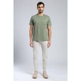 Lee Cooper Vincent Erkek %100 Pamuk O Yaka T-Shirt Haki - 2XL - 10-Yeşil