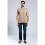 Lee Cooper Vincent Erkek %100 Pamuk O Yaka T-Shirt Vizon - XL - 03-Kahverengi