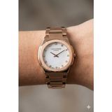Lee Cooper Zarif Kadın Kol Saati | Pembe Altın Çelik Kordonlu, Beyaz Kadran, 31MM - Rose Gold
