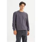 Lee Erkek Pamuk Regular Fit Bisiklet Yaka Gri Sweatshirt -