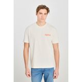 Lee Erkek Relaxed Fit %100 Pamuk Sırt Baskılı Bisiklet Yaka T-Shirt - LM828731543 - Ekru