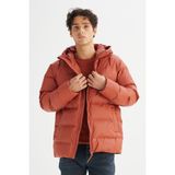 Lee Kadın Regular Fit Normal Kesim Kahverengi Kapüşonlu Cepli Şişme Puffer Mont Uzun Kol