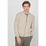 Lee Keten Regular Fit Logolu Kolej Yaka Bomber Erkek Ceket L2610125 614 BEJ