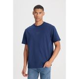 Lee L222001410 Lacivert Erkek Loose Fit Rahat Kesim Bisiklet Yaka T-Shirt