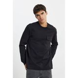Lee L242498001 Siyah Erkek Bisiklet Yaka Soldan Cep Detaylı Üç İplik Sweat