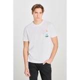 Lee L2510319100 Beyaz Erkek Önden Baskılı Regular Fit Bisiklet Yaka T-Shirt - M
