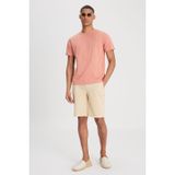 Lee Lightweight SS Small Logo Crew Neck Bisiklet Yaka Erkek Tişört, Somon, XS