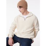 Lee Regular Fit Normal Kesim Balıkçı Yaka Ekru Erkek Triko Hırka L83YDE, Ecru, XL