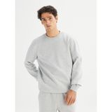 Lee Regular Fit Normal Kesim Bisiklet Yaka Baskılı Gri Melanj Sweatshirt, L, L2520308, GrayMelange-L252030836, erkek