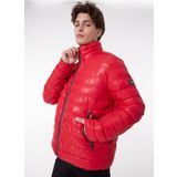 Lee Regular Fit Normal Kesim Dik Yaka Erkek Fermuarlı Kırmızı Şişme Mont L222378, Red, XL