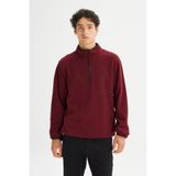 Lee Regular Fit Normal Kesim Dik Yaka Fermuarlı Erkek Bordo Sweatshirt Polar