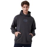 Lee Relaxed Fit Geniş Kesim Kapüşonlu Içi Polarlı Sırt Baskılı Antrasit Sweatshirt LM05RH, Washed Black, M