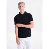 Lee Siyah Erkek Regular Fit Logo Baskılı Polo T-Shirt - 3XL