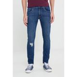 Lee Slim Fit Dar Kesim Normal Bel Dar Paça Luke Erkek Mavi Yırtık Jean Denim Kot Pantolon L719, Mid Blue, 33/32