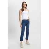 Lee Straight Fit Normal Bel Düz Paça Marion Kadın Koyu Mavi Pamuklu Jean Denim Kot Pantolon