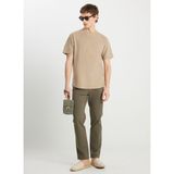 Lee Wrangler Oversize Erkek T-Shirt - Minimalist Stil - Kısa Kol - Günlük - Bej