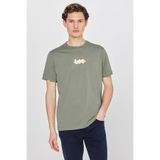 Lee%100 Pamuk Nefes Alabilir Regular Fit Bisiklet Yaka Logo Detaylı Tişört, S, L241521, Khaki-L241521801, Erkek