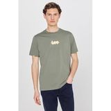 Lee%100 Pamuk Nefes Alabilir Regular Fit Bisiklet Yaka Logo Detaylı Tişört, XL, L241521, Khaki-L241521801, Erkek