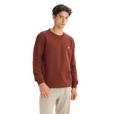 Lee%100 Pamuk Regular Fit Normal Kesim Bisiklet Yaka Kiremit Rengi Sweatshirt, XL, L81IRY, LuxBrown-L81IRY906, erkek