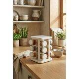 leela Home 12'li Set Döner Standlı Kare Baharatlık 140 ml - Beyaz - Krem