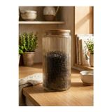 Leela Home 6'lı Set Ahşap Desen Kapaklı Cam Saklama Kabı 1350 ML - Koyu Kahve