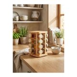 leelaHOME Döner Standlı Kare Baharatlık Seti, Cam, Açık Kahve, 140 ML, 12'li
