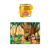 Leelii Tasarım Sevimli Çocuklar Ormanda, Havuç Toplama, Çiçek Dikimi Ahşap Puzzle Yapboz 110 Parça