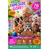 Leelii Tasarım Sevimli Kediler Ev Şeklinde Özel Kesim Ahşap Puzzle Yapboz 78 Parça
