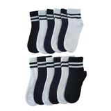 Leement socks Çocuk 12 Çift Kolej Yarım Konç Çorap Premium Seri Burun Dikişsiz Pamuklu asorti 11-12 Yaş