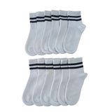 Leement socks Çocuk 12 Çift Kolej Yarım Konç Çorap Premium Seri Burun Dikişsiz Pamuklu beyaz 7-8 Yaş