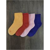 Leement Socks Çocuk Kalın Havlu Termal Çorap 4 Çift Çorap - Çok Renkli - 32 - 34