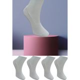 Leement Socks Dikişsiz 4 Çift Penye Görünmez Babet Çorap Slikon Kaydırmaz Bantlı - Beyaz - 41 - 45
