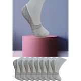 Leement Socks Dikişsiz 8 Çift Penye Görünmez Babet Çorap Slikon Kaydırmaz Bantlı - Gri - 41 - 45