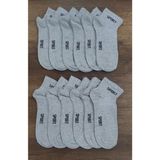 Leement Socks Erkek 12 Çift Yarım Konç Spor Çorap - Gri - 40 - 44