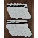 Leement Socks Erkek 12'li Orta Konç Spor Çorap Kolej - Beyaz - 40 - 44