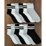 Leement Socks Erkek 12'li Orta Konç Spor Çorap Kolej - Çok Renkli - 40 - 44