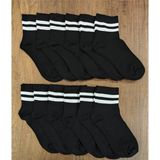 Leement Socks Erkek 12'li Orta Konç Spor Çorap Kolej - Siyah - 40 - 44