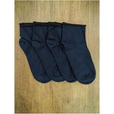 Leement Socks Erkek 4 Çift Lastiksiz Çorap Burun Dikişsiz Pamuklu Yarım Konç - Lacivert - 40 - 45