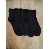 Leement Socks Erkek 4 Çift Lastiksiz Çorap Burun Dikişsiz Pamuklu Yarım Konç - Siyah - 40 - 45