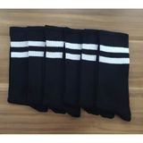 Leement socks Erkek 6 Çift Kolej Şerit Desen Pamuklu Spor Çorap siyah 40-44
