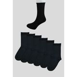 Leement Socks Erkek 6 Çift Pamuklu Lastiksiz Çorap Dikişsiz Burun - Siyah - 40 - 45